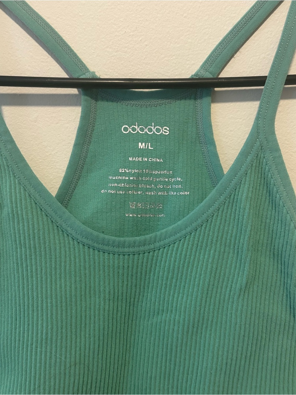 Ododos Women’s M/L Green Ribbed Racerback Tank Top - Picture 3 of 3